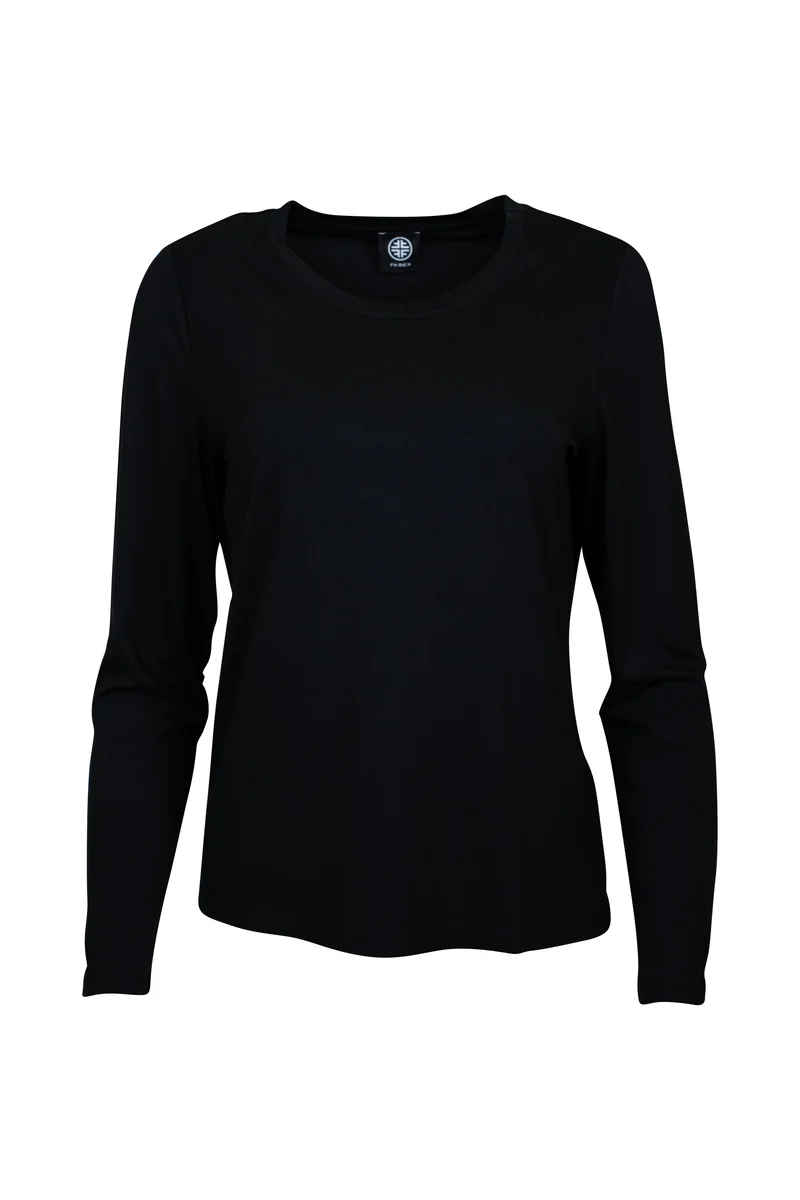 BASIC Langarm-Shirt mit Rundhalsausschnitt in Farbe Schwarz