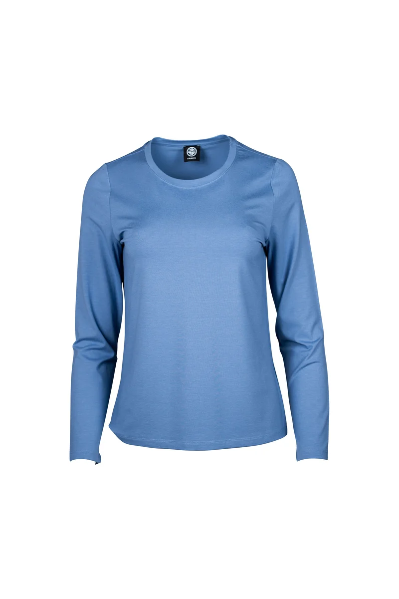 BASIC Langarm-Shirt mit Rundhalsausschnitt in Farbe Jeans