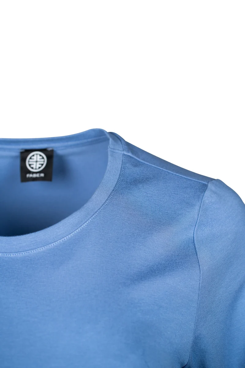 BASIC Langarm-Shirt mit Rundhalsausschnitt in Farbe Jeans