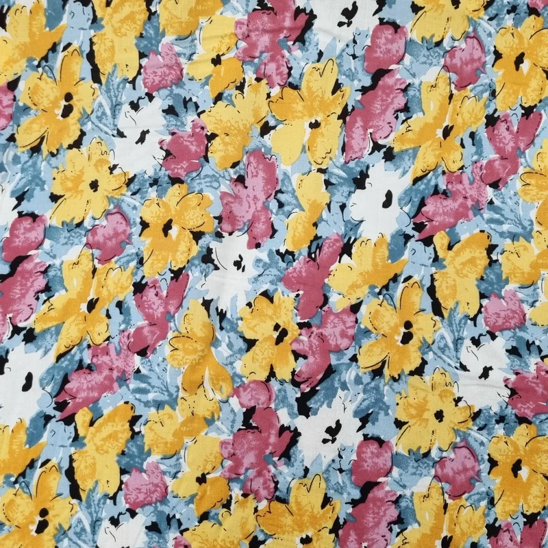 Viskosestoff mit Blumenmuster bunt