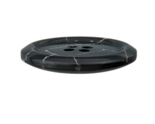 Polyesterknopf 4-Loch, marmoriert, recyceltes Plastic, 23 mm