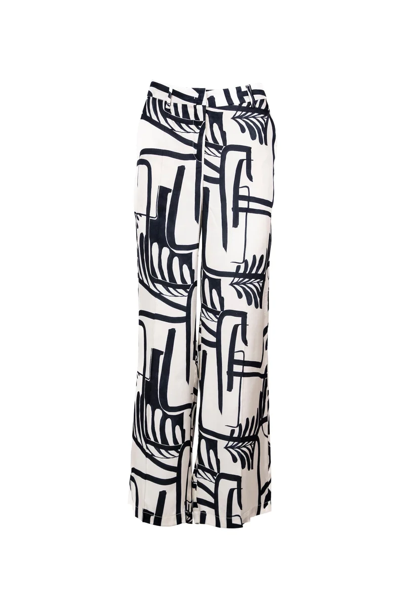 Stoffhose mit Graphic-Art-Print in Wide Fit