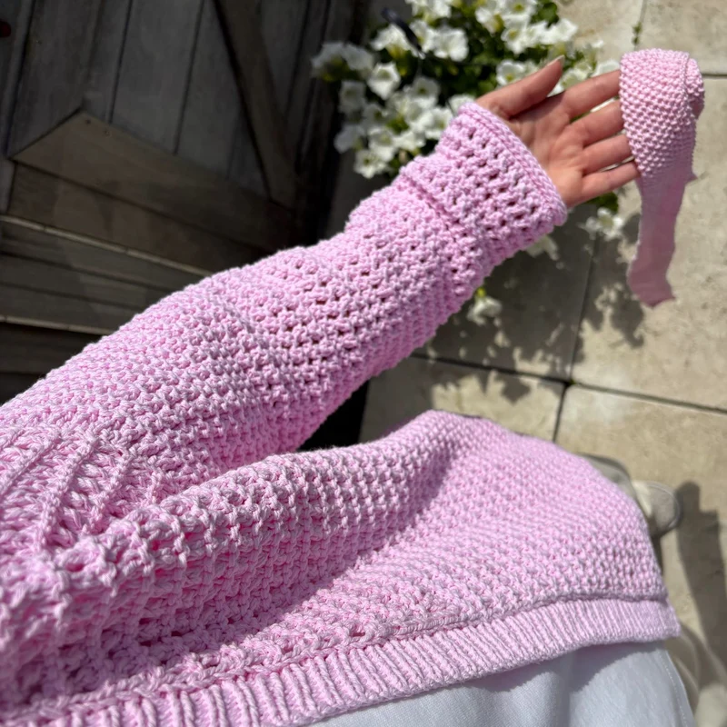Strick-Set BIOLANA luftiger Cardigan mit Ziergürtel (inkl. Strickanleitung)