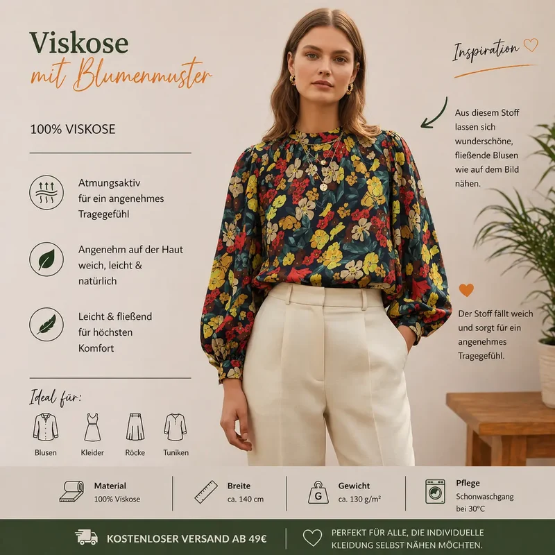 Viskosestoff ECOVERO™ Blumen gelb