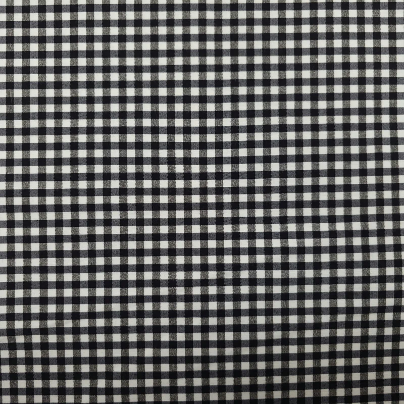 Baumwollstoff kariert schwarz und weiß mit Stretch
