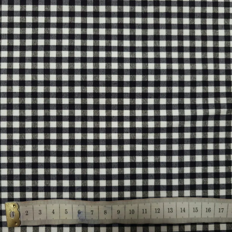 Baumwollstoff kariert schwarz und weiß mit Stretch