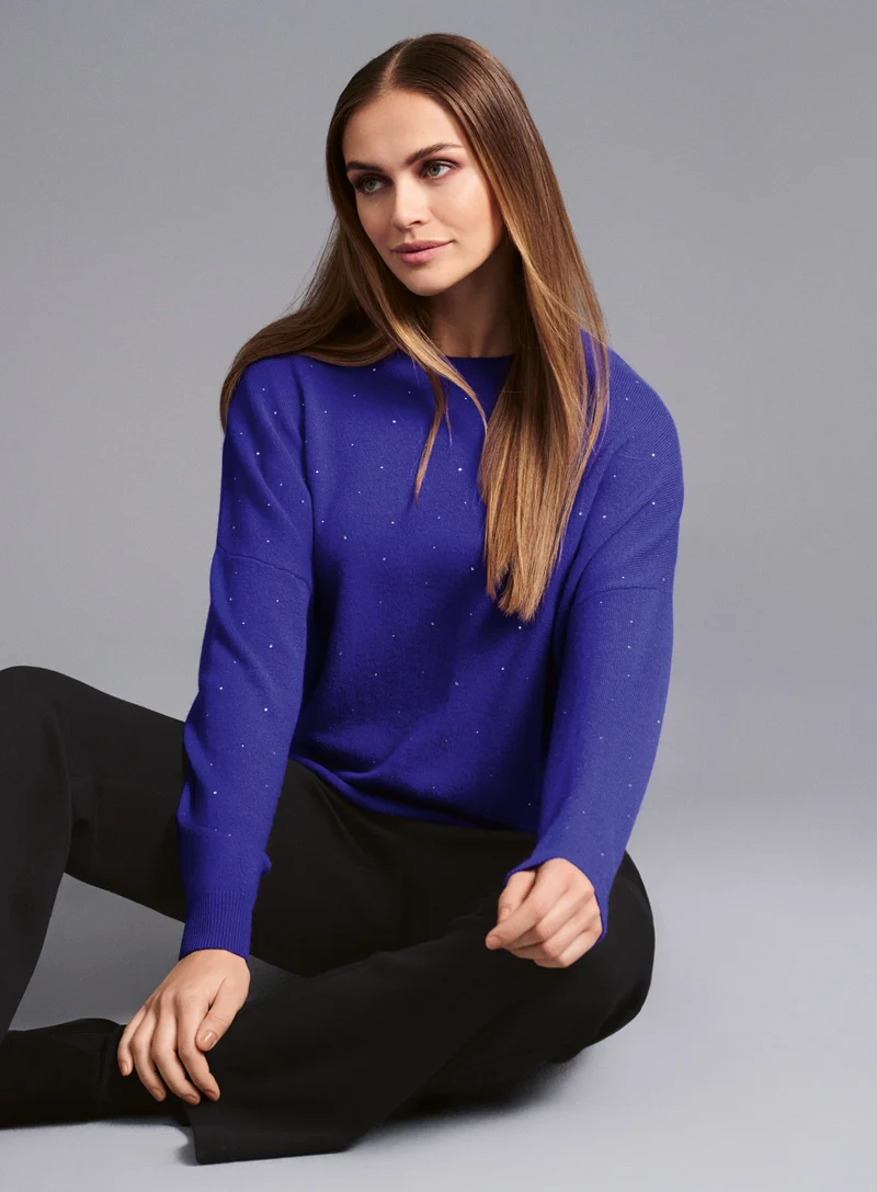 Steinchenpullover mit Kaschmir
