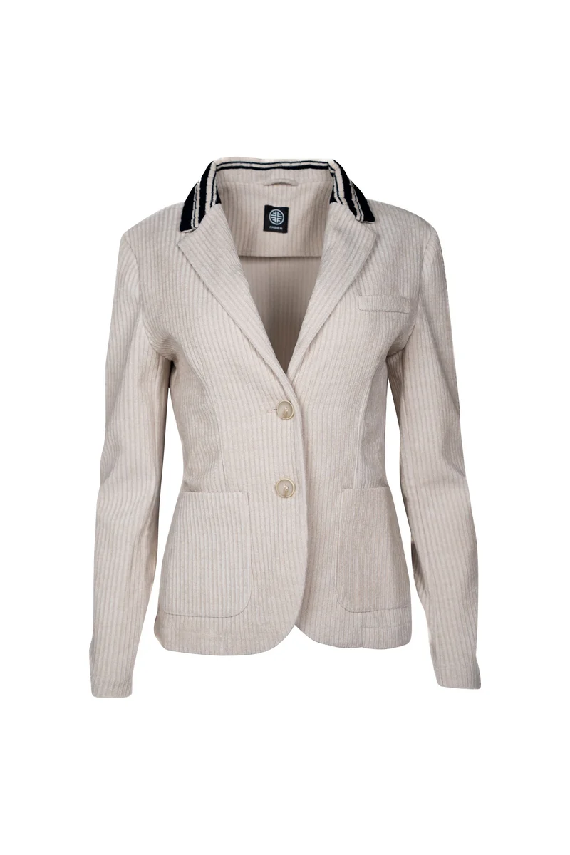 Cord-Blazer mit Strickkragen