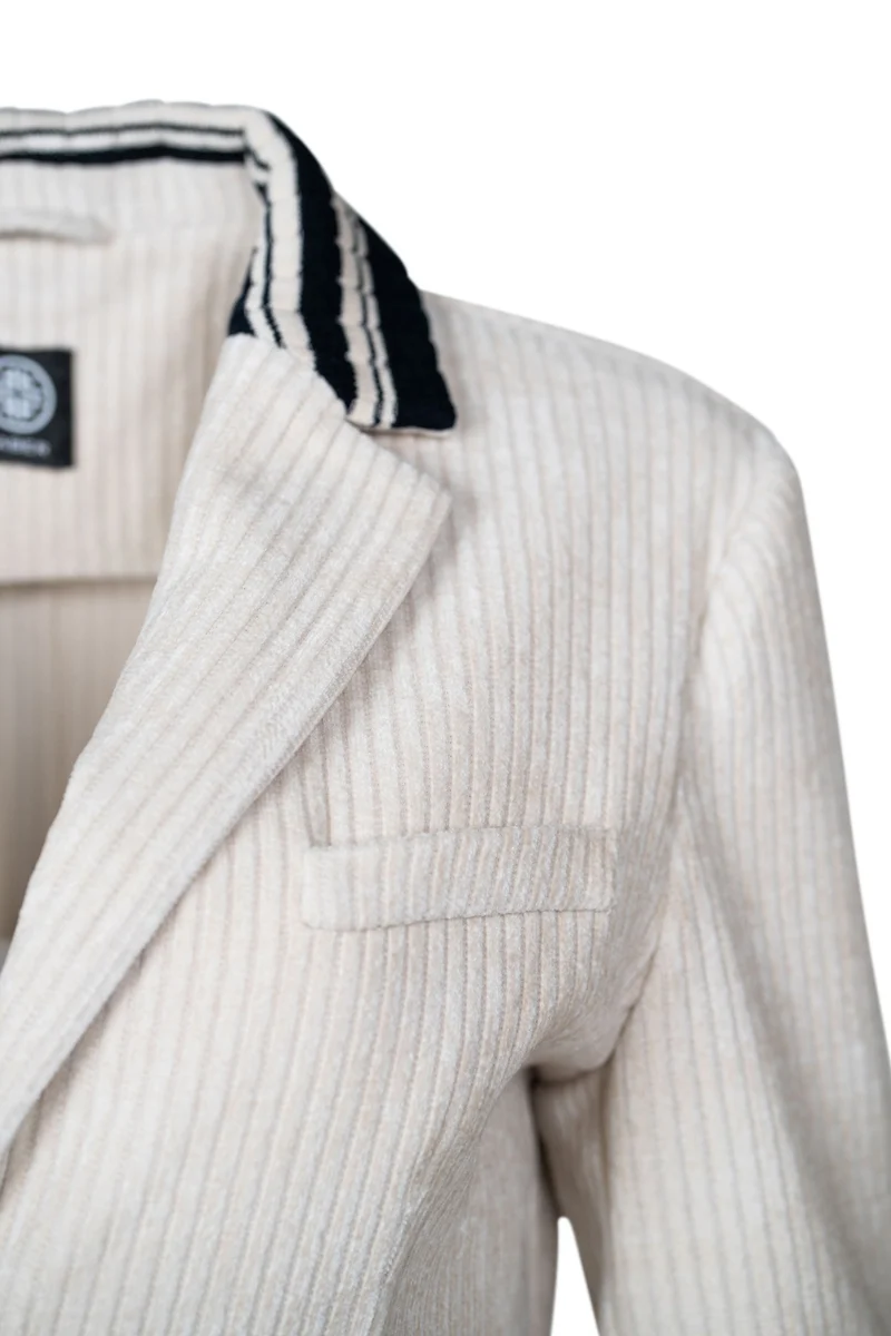 Cord-Blazer mit Strickkragen