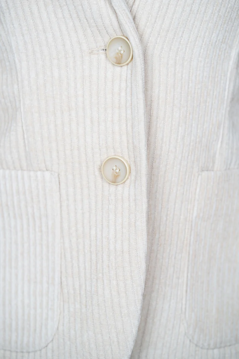 Cord-Blazer mit Strickkragen