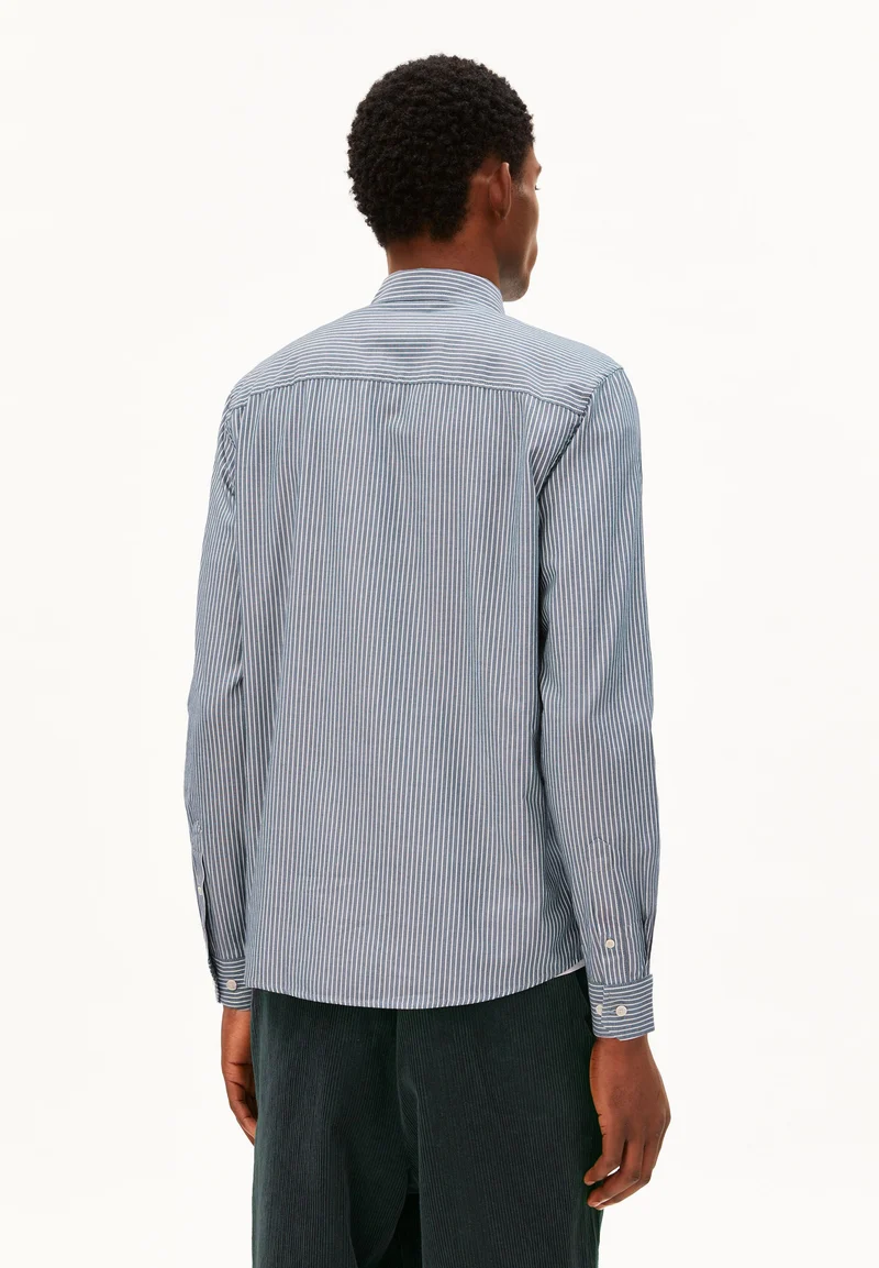 QUAASA GESTREIFTES LANGARMHEMD | petrol velvet