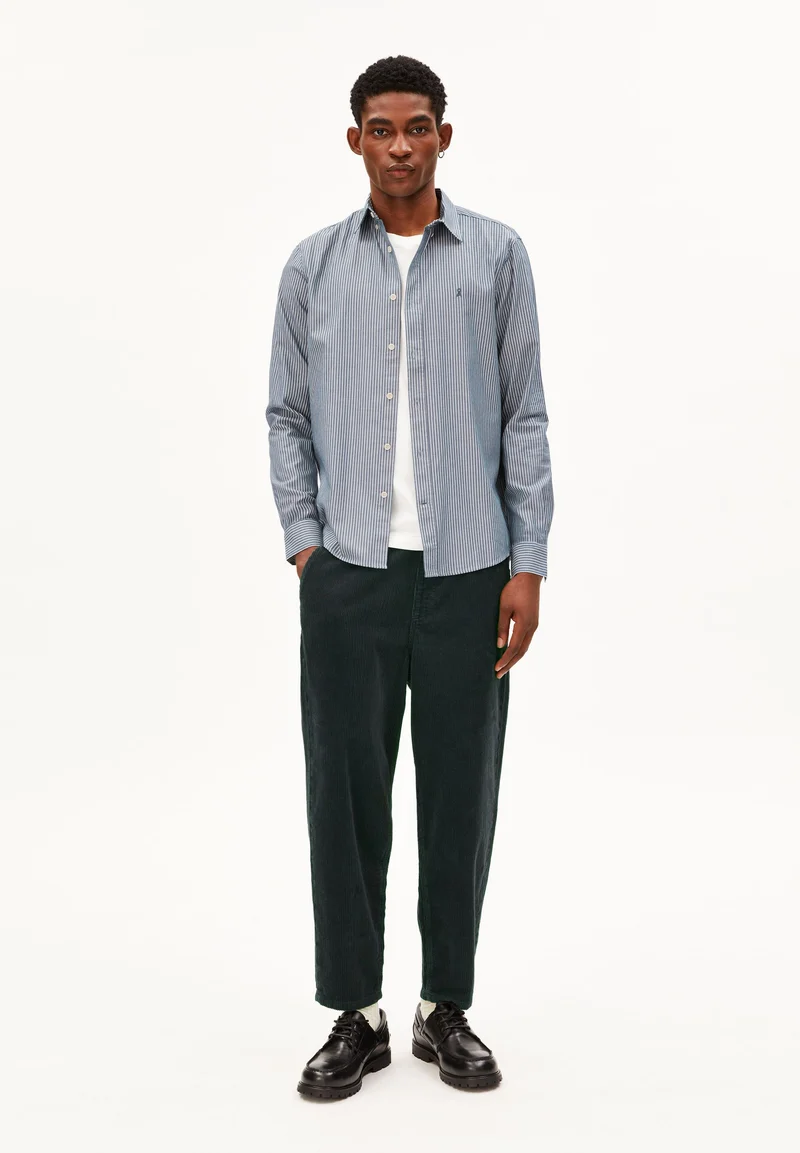 QUAASA GESTREIFTES LANGARMHEMD | petrol velvet