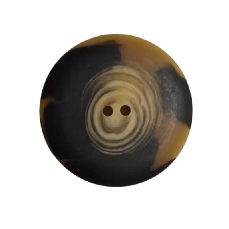 Zweiloch Knopf 45 mm Schwarz Beige meliert