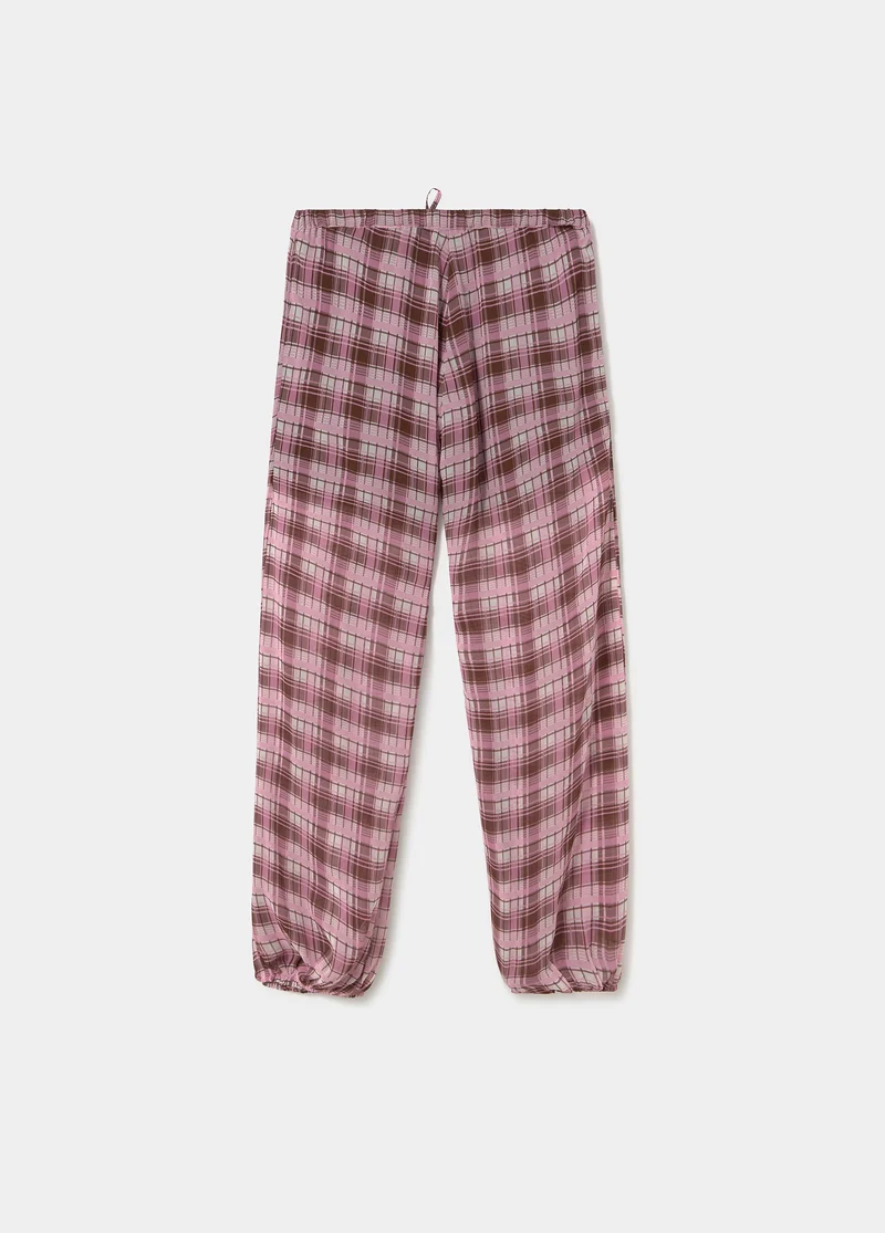 Checkered long harem pants