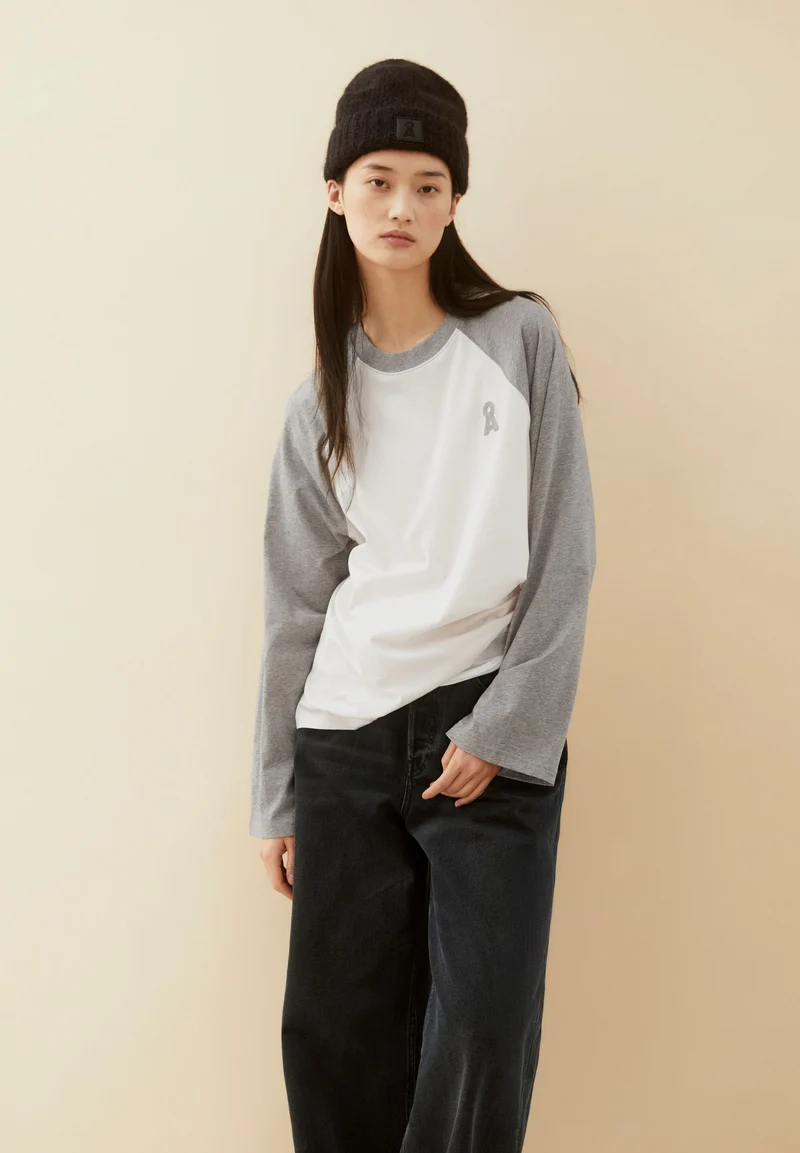 ICONIC Å RAGLAN-LANGARMSHIRT | undyed-silver melange