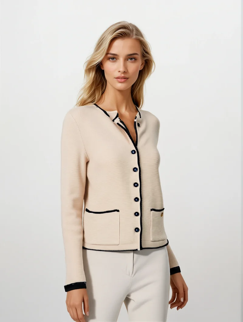 Trachtenjacke mit Samtband in Farbe Sand | 100% Made in Germany