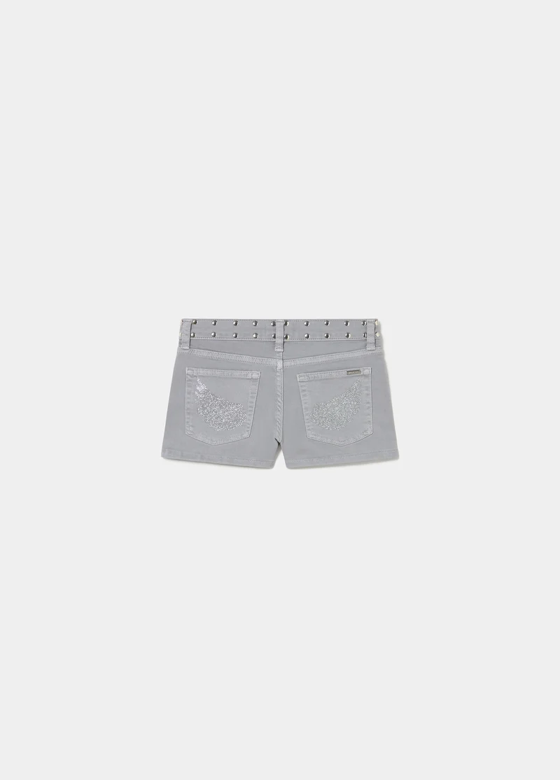 Five-pocket shorts with glitter studs