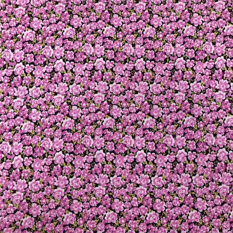 Viskosestoff mit Blumen Motiv pink