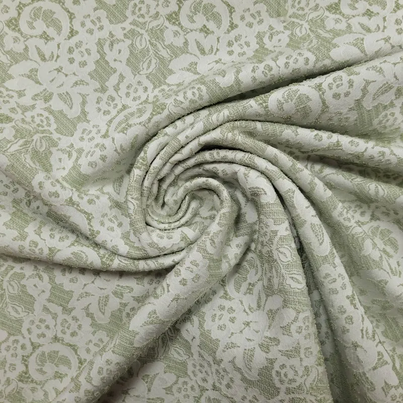 Jacquard grün mit weißen Blumen