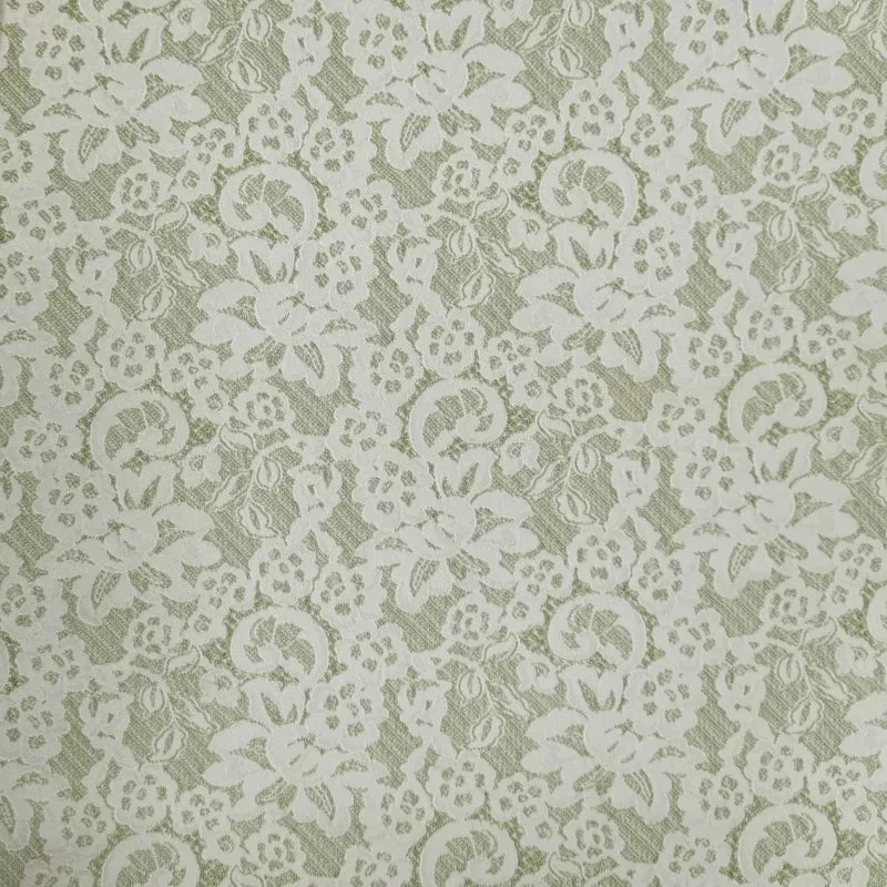 Jacquard grün mit weißen Blumen