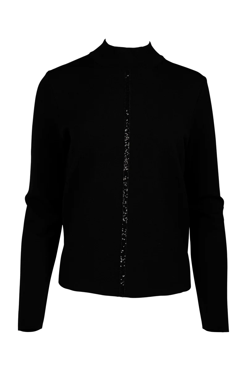 Pullover mit Turtleneck und Pailettenband | 100% Made in Germany