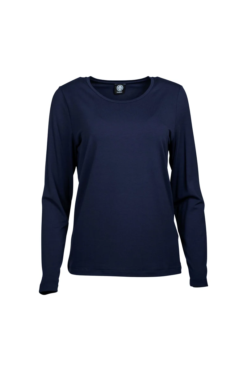BASIC Langarm-Shirt mit Rundhalsausschnitt in Farbe Marine