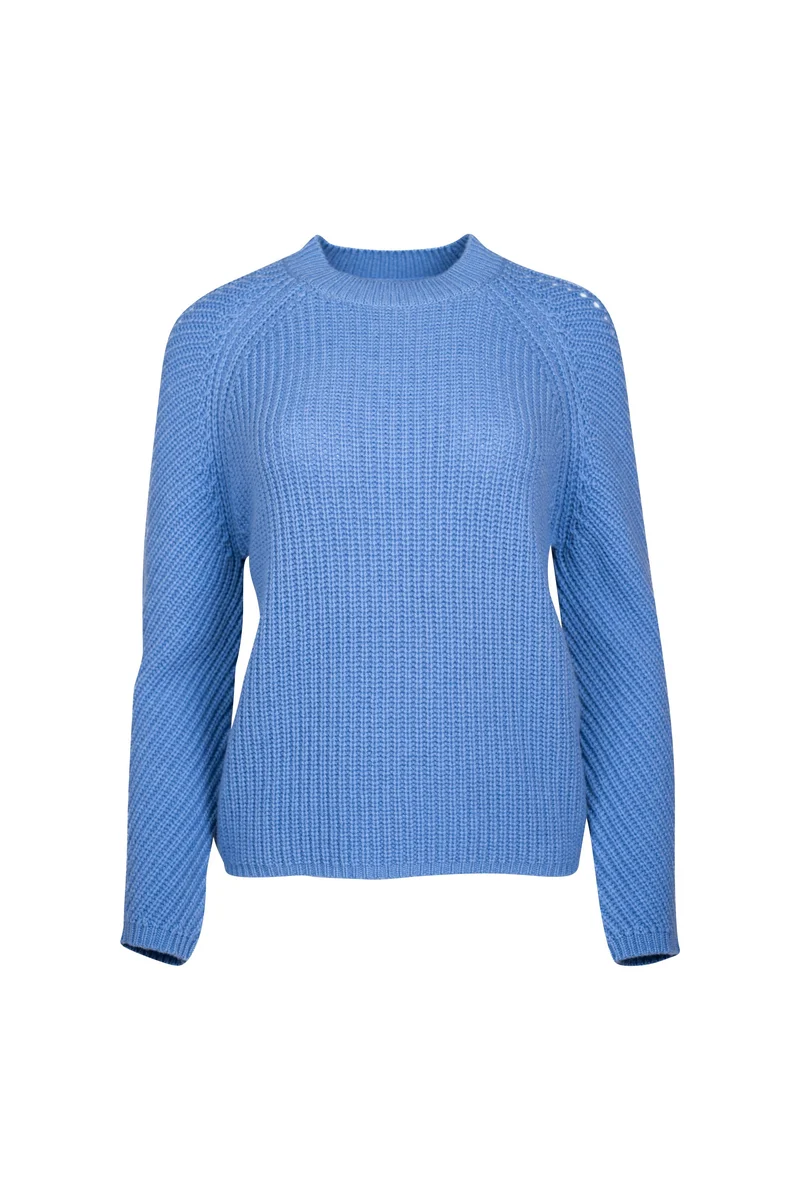 Perlfangpullover mit Kaschmir in Farbe Jeans