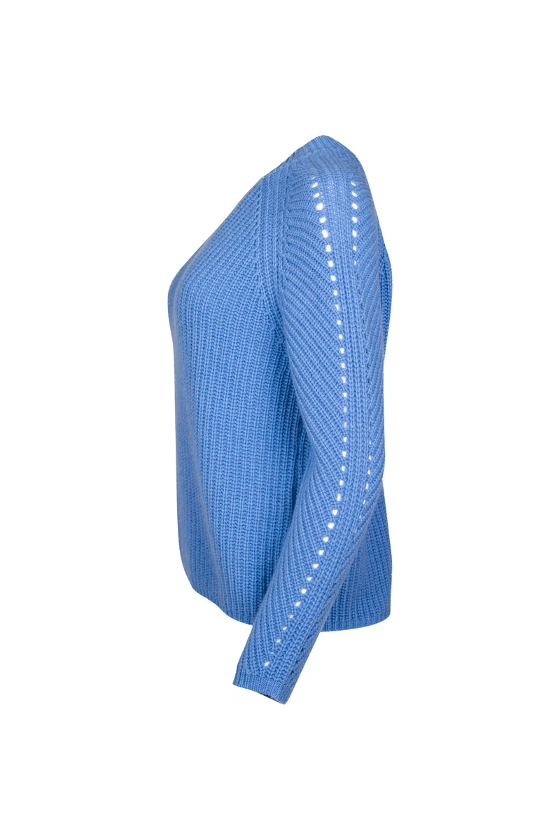 Perlfangpullover mit Kaschmir in Farbe Jeans