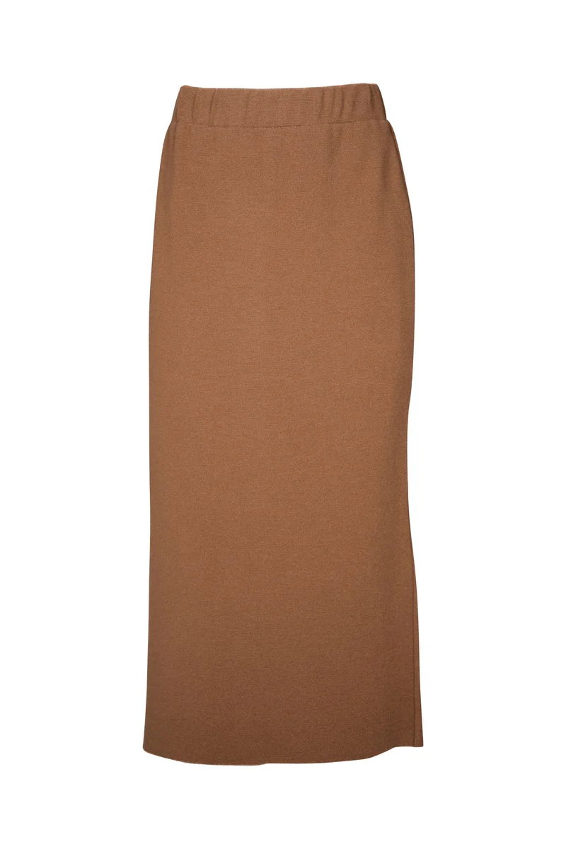 Strickrock mit Rückenschlitz in Farbe Nougat | 100% Made in Germany