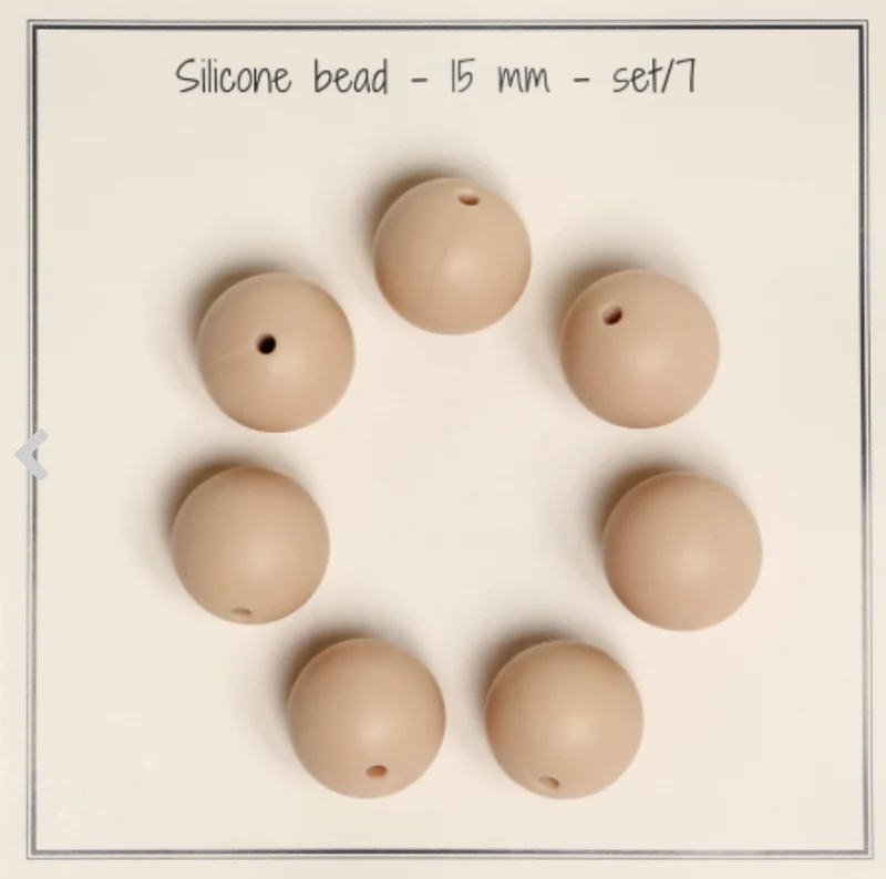 Silikonperlen, einfarbig, 15 mm, 7 Stück