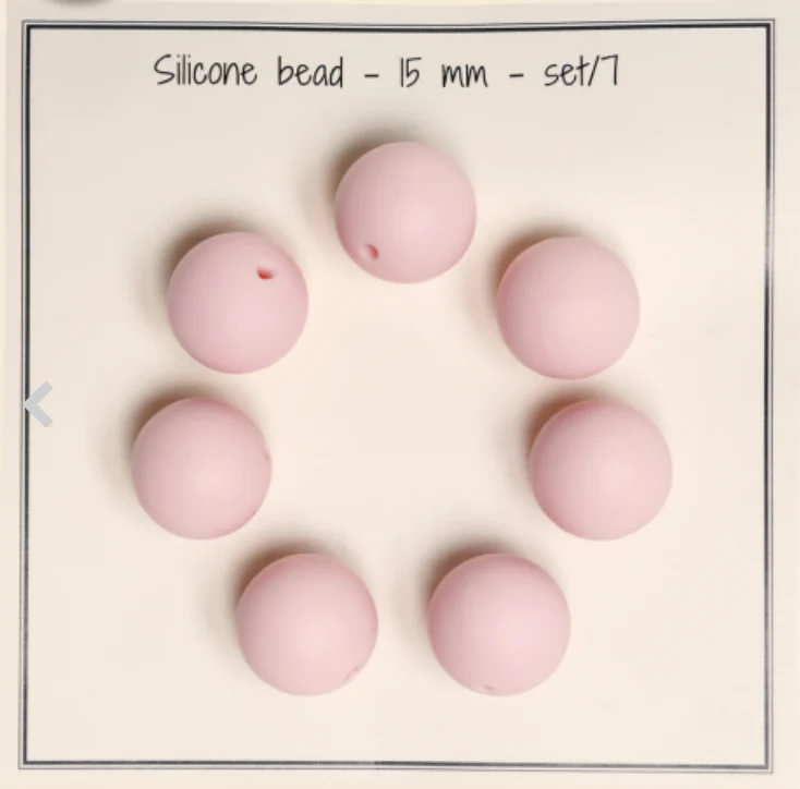 Silikonperlen, einfarbig, 15 mm, 7 Stück