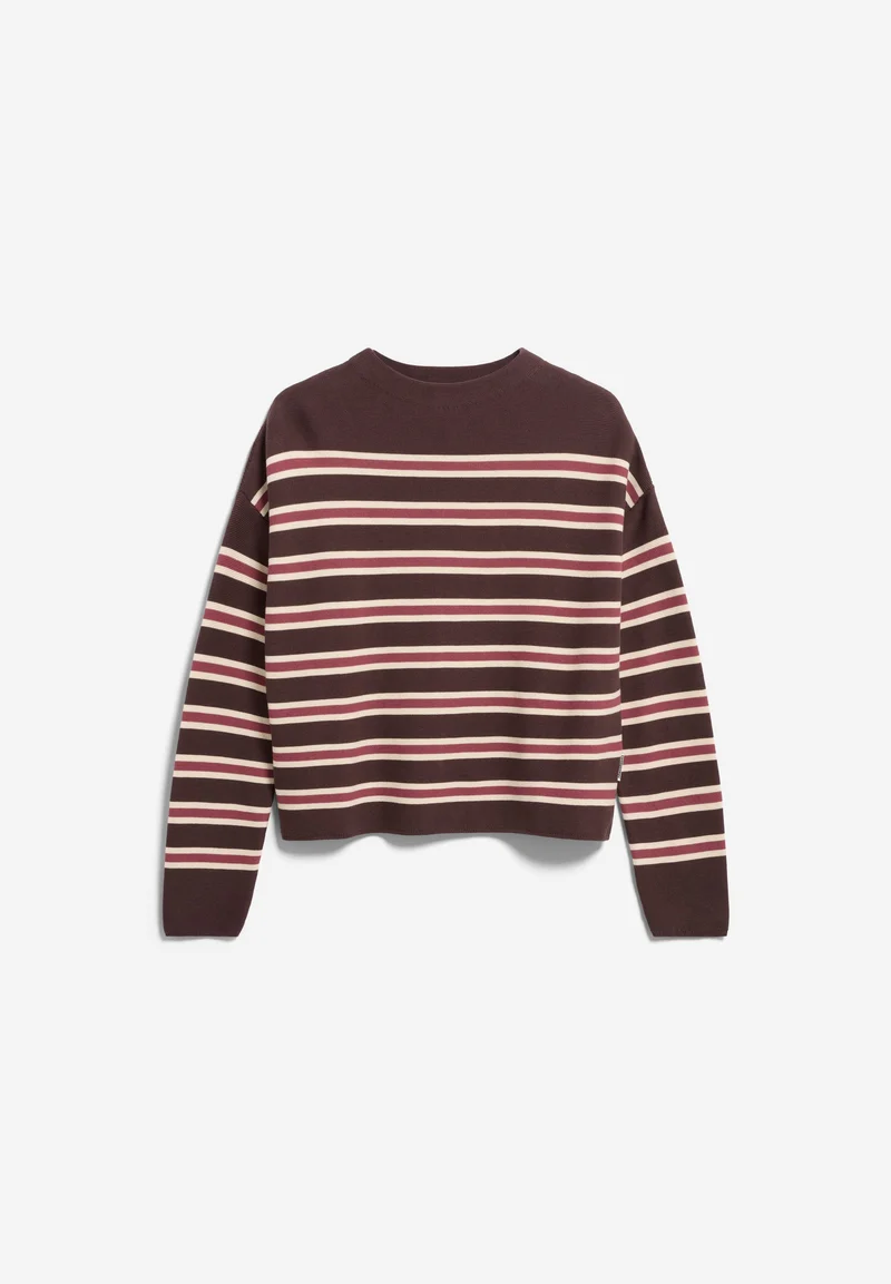 MERINAA GESTREIFTER STRICKPULLOVER | claystone-velvet ember