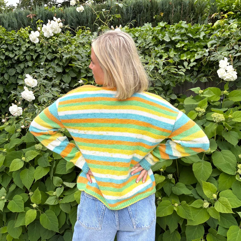 Strick-Set CHUNKY BOWL Streifen-Cardigan mit Bändchen (inkl. Strickanleitung)