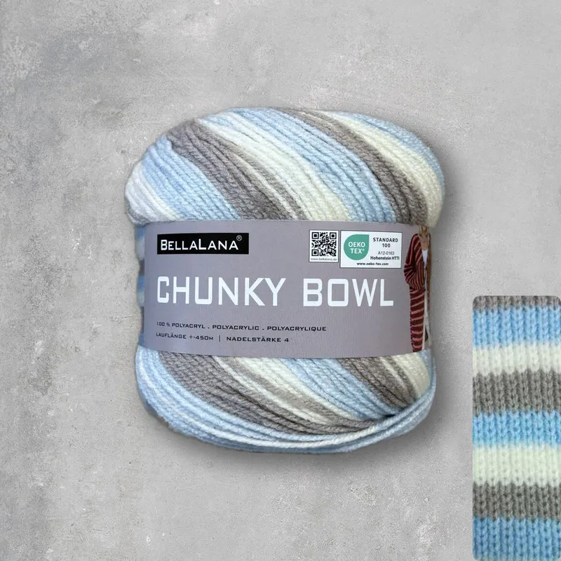 Strick-Set CHUNKY BOWL Streifen-Cardigan mit Bändchen (inkl. Strickanleitung)