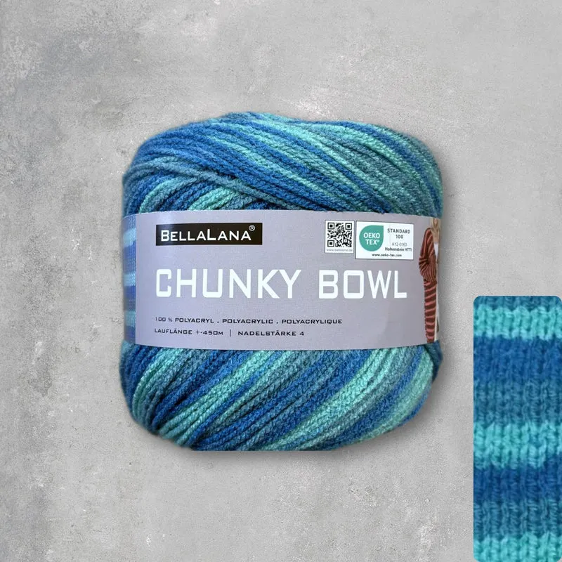 Strick-Set CHUNKY BOWL Streifen-Cardigan mit Bändchen (inkl. Strickanleitung)