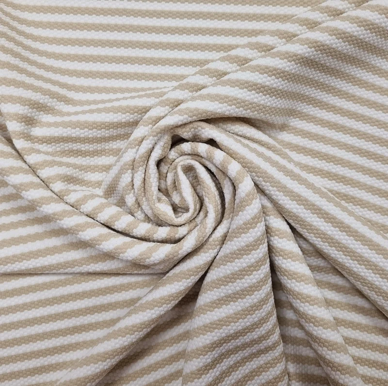 Jacquardjersey gestreift beige weiß Waben