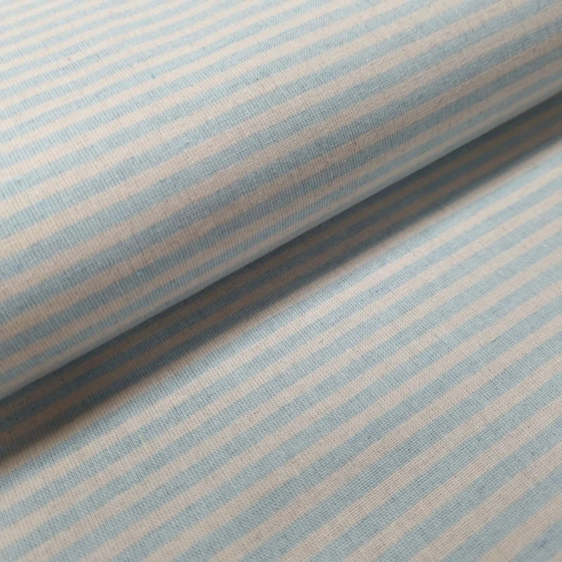 Recycelter Baumwoll- Polyester, Viskosestoff gestreift blau