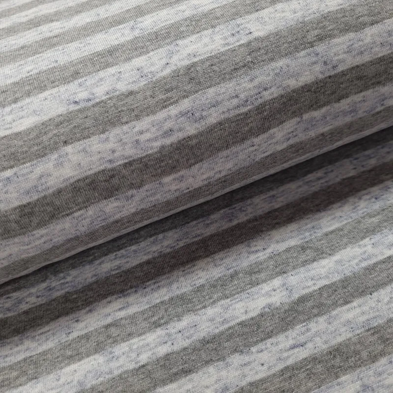 Viskosejersey gestreift grau