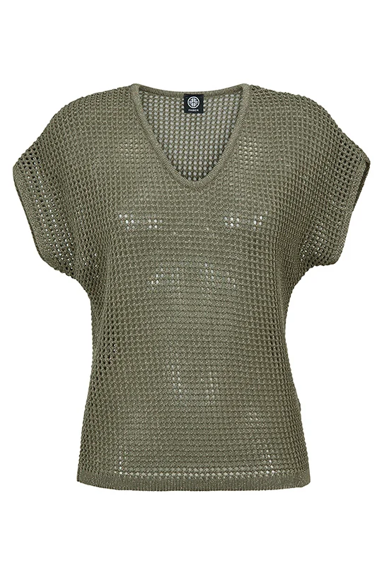 Kurzarm Netzpullover mit goldener Veredelung | 100% Made in Germany