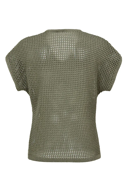 Kurzarm Netzpullover mit goldener Veredelung | 100% Made in Germany
