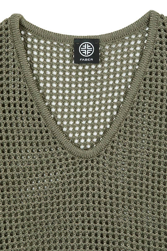 Kurzarm Netzpullover mit goldener Veredelung | 100% Made in Germany