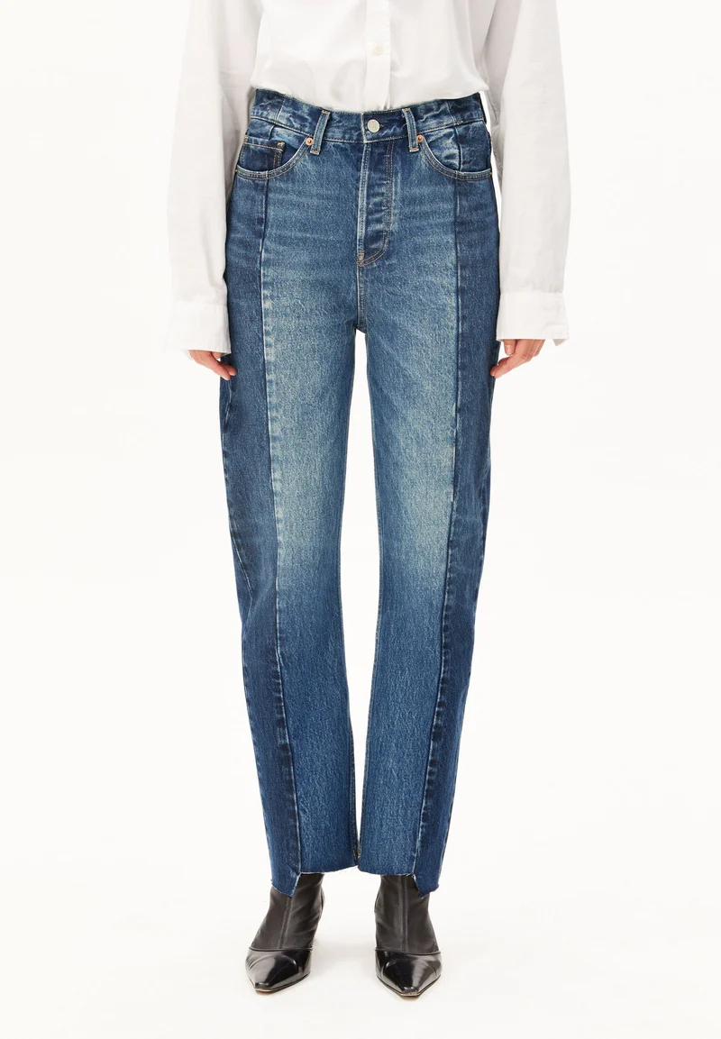 AAIKALA HIGH WAIST PATCH JEANS | mosaic