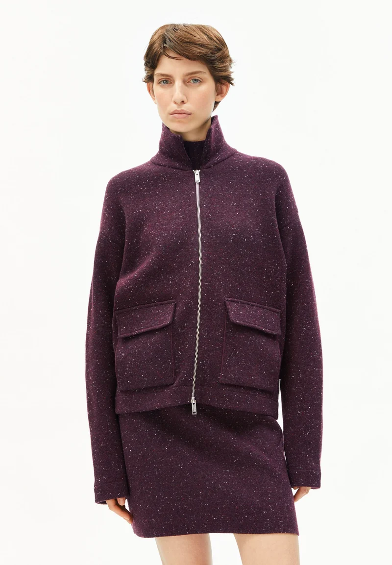 DOROTHEAA TWEED JACKE | dark cranberry