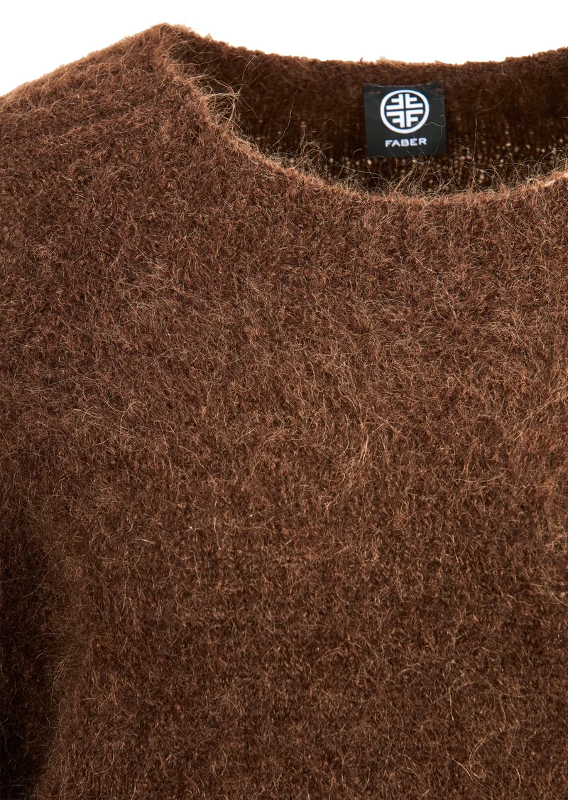 Kuschelpullover aus Mohair-Alpaka-Mischung Braun