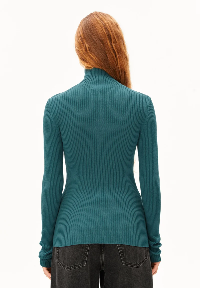 BAUMWOLL-STRICKTROYER | petrol velvet