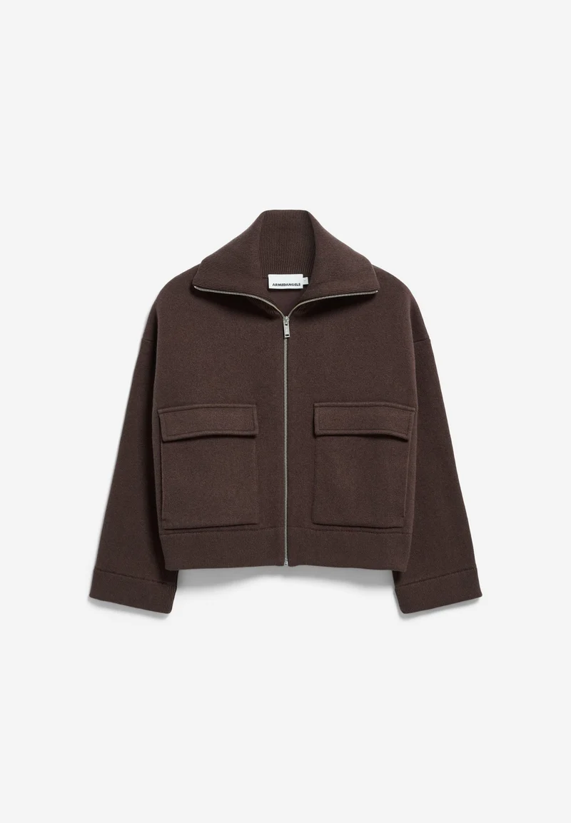 BAUMWOLL-WOLL STRICKJACKE | claystone