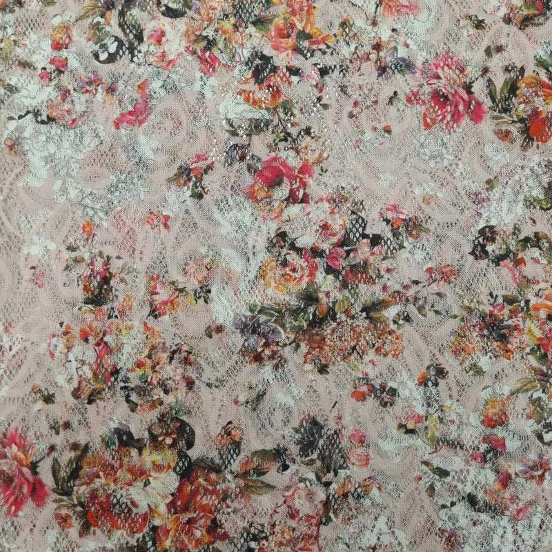 Spitze mit Blumenmotiv rosa