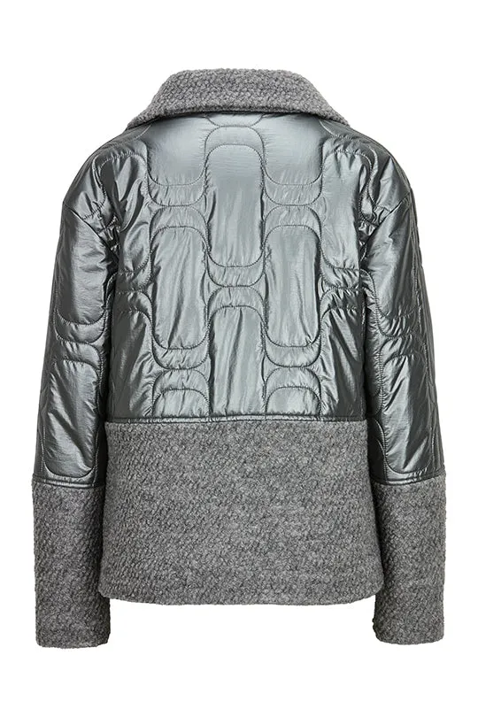 Steppjacke mit Bouclé-Felloptik