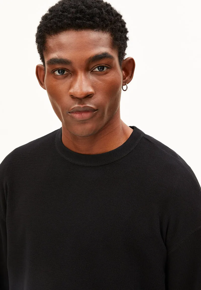 MAARKOS WAFFLE LANGARMSHIRT | black