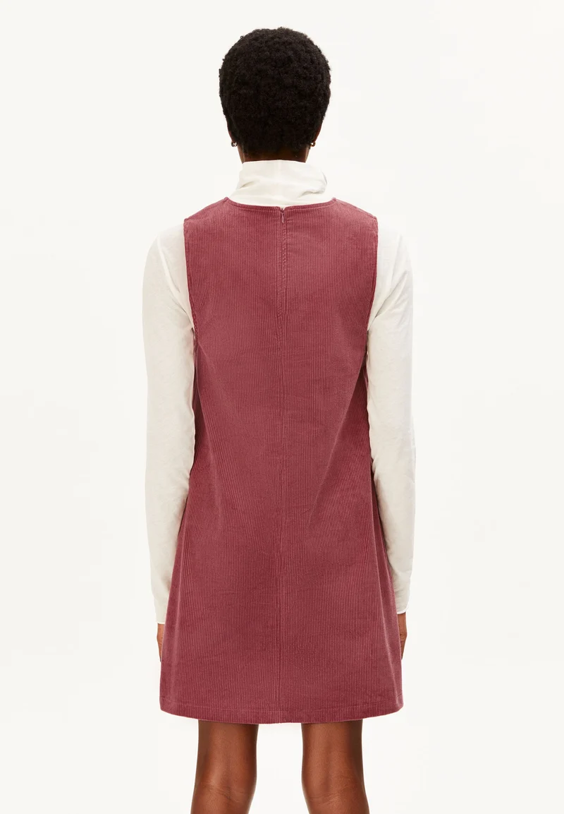 CORD-MINI-KLEID MIT RUNDHALS | velvet ember